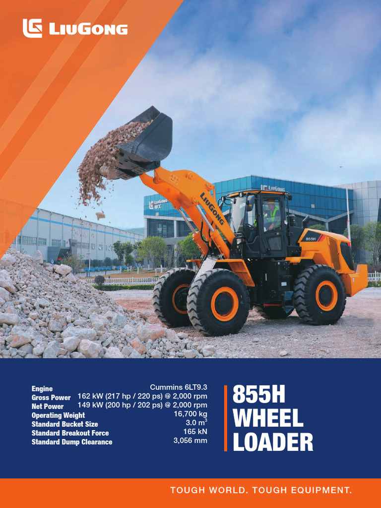 855H Wheel Loader Specifications Guide | PDF | Brake | Axle