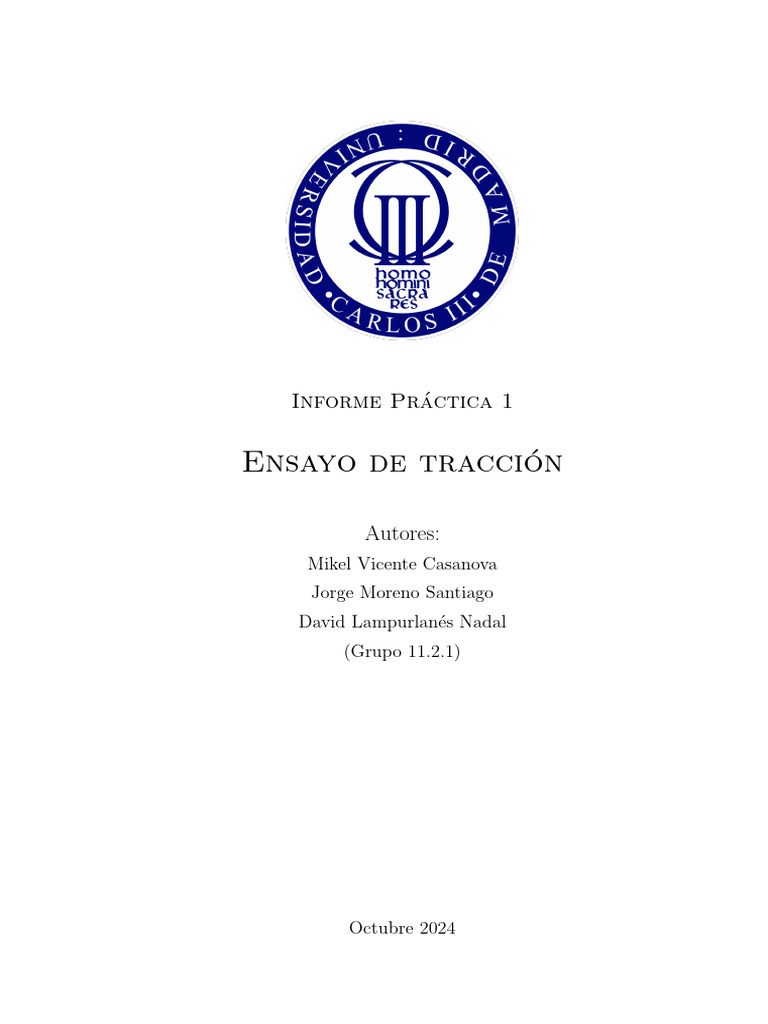 Ensayo de Tracci On: Informe PR Actica 1 | PDF | El módulo de Young ...