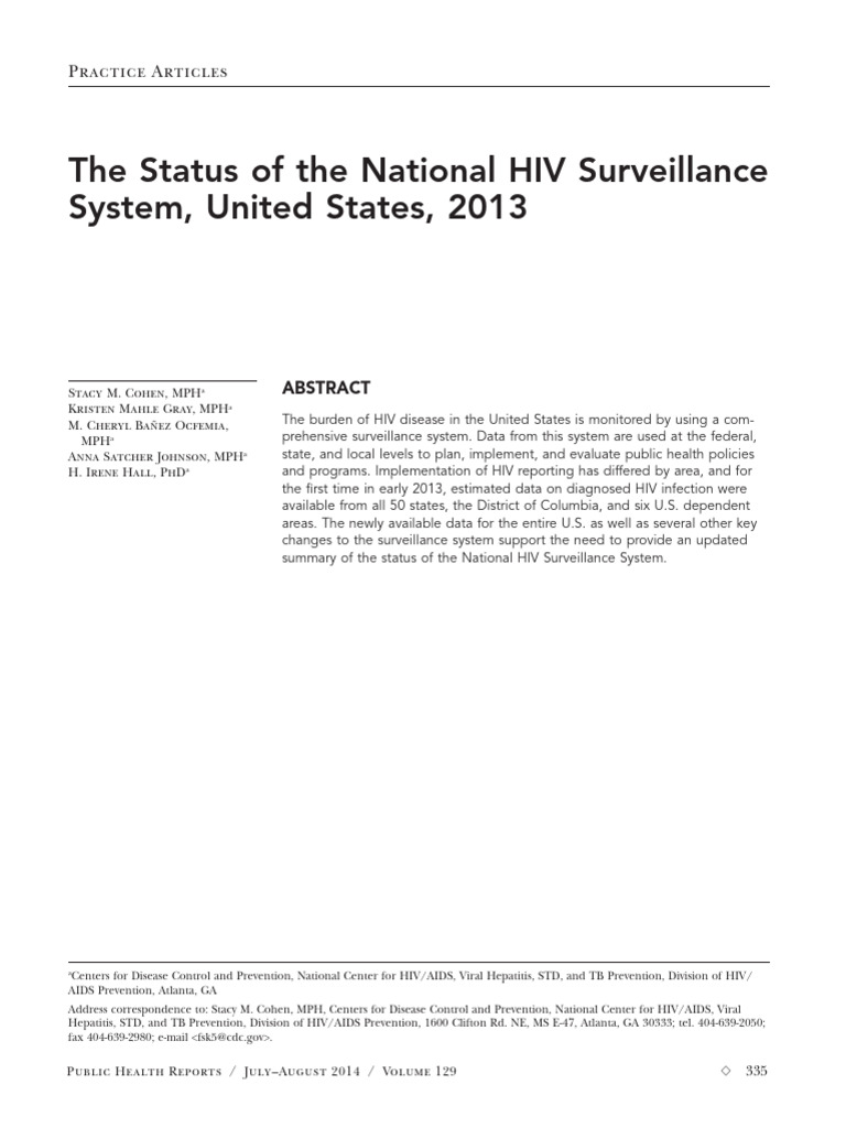 National HIV Surveillance System Update | PDF | Hiv | Hiv/Aids