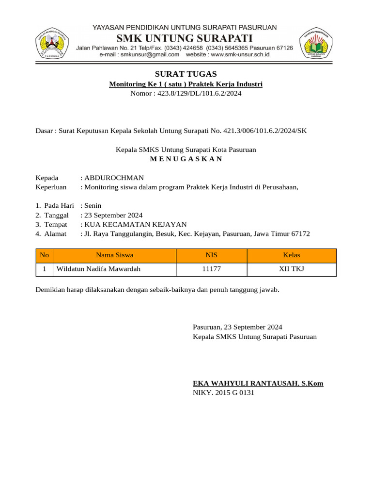 Surat Monitoring | PDF