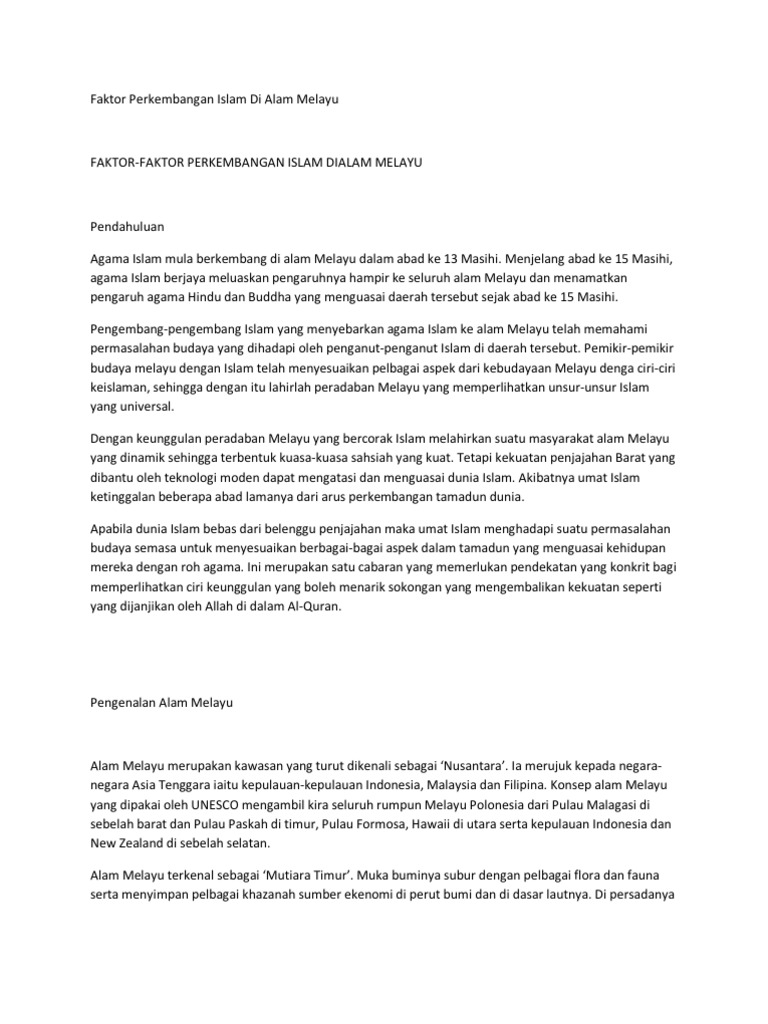 Faktor An Islam Di Alam Melayu