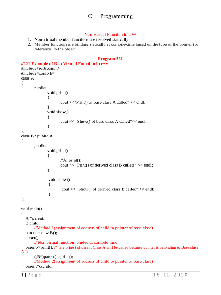 C++Programs(18-12-2020) | PDF | Inheritance (Object Oriented ...