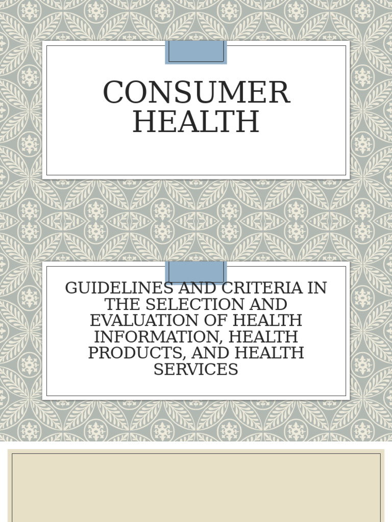 Consumer Health 10 | PDF