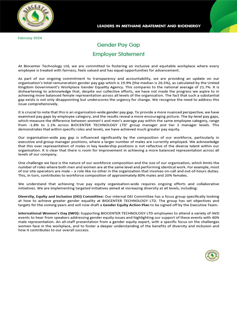 Gender Pay Gap Report 2023 | PDF | Diversity (Business) | Gender Pay Gap