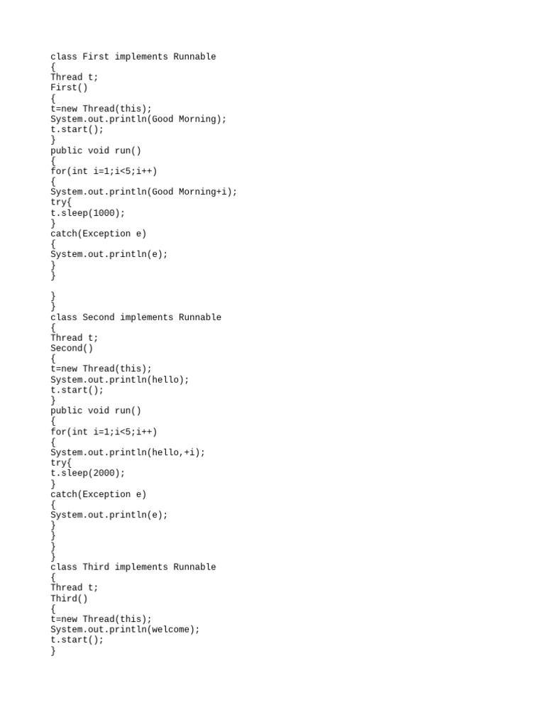 Class First Implements Runnable | PDF