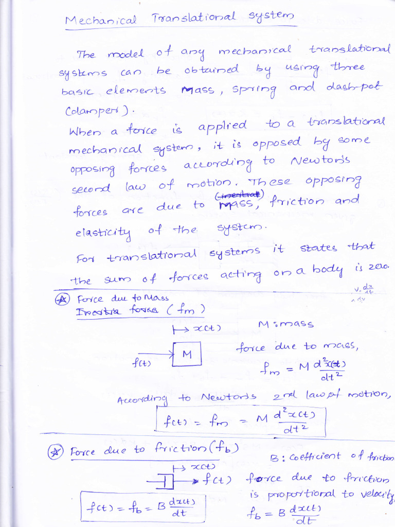 Transfer Function of Mechanical System | PDF