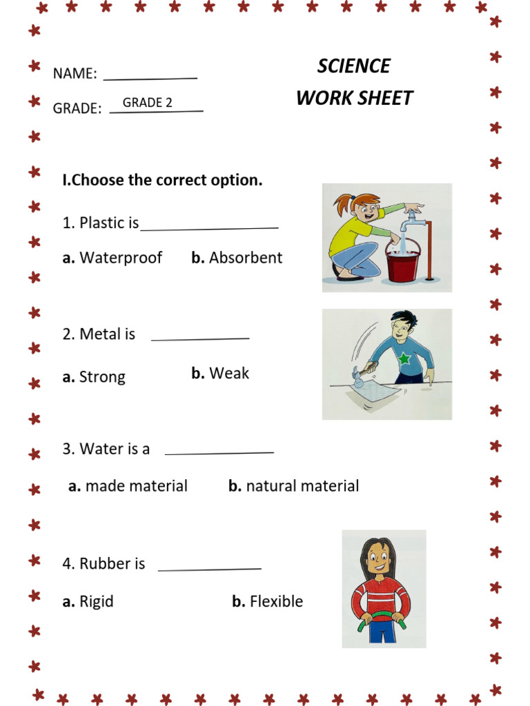 Grade 2 Science Materials Worksheet | PDF