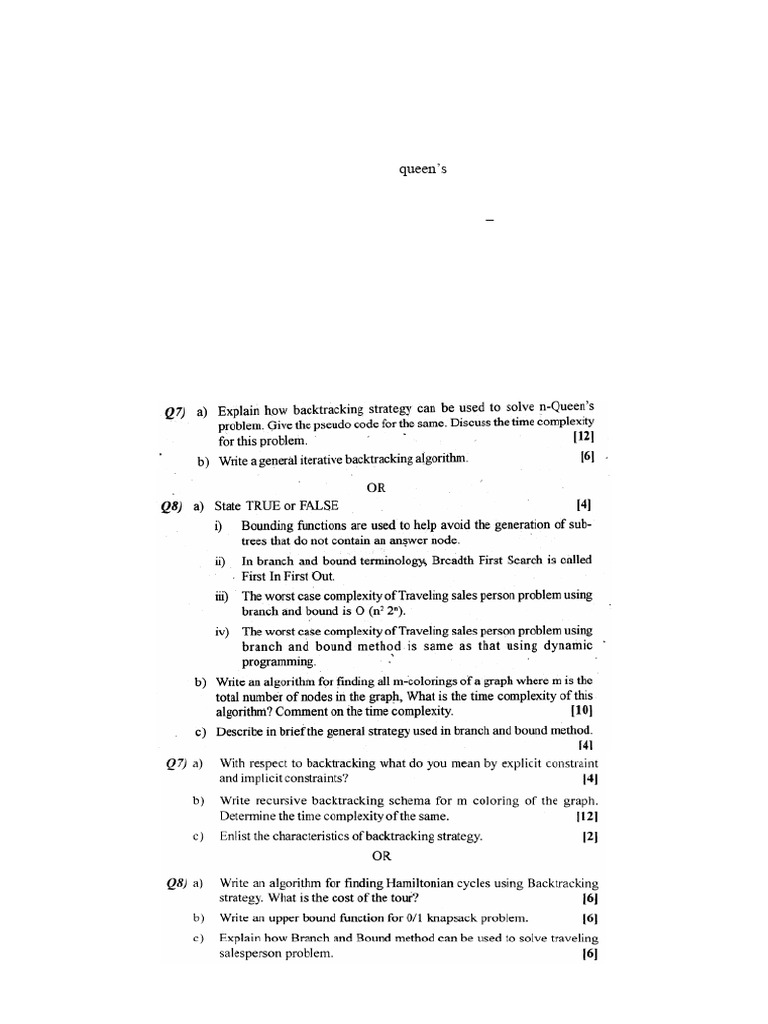 DAA Unit 3 Assignment: Backtracking & BB | PDF