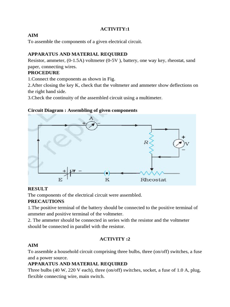 Electrical Circuit Activities | PDF | Electrical Resistance And ...