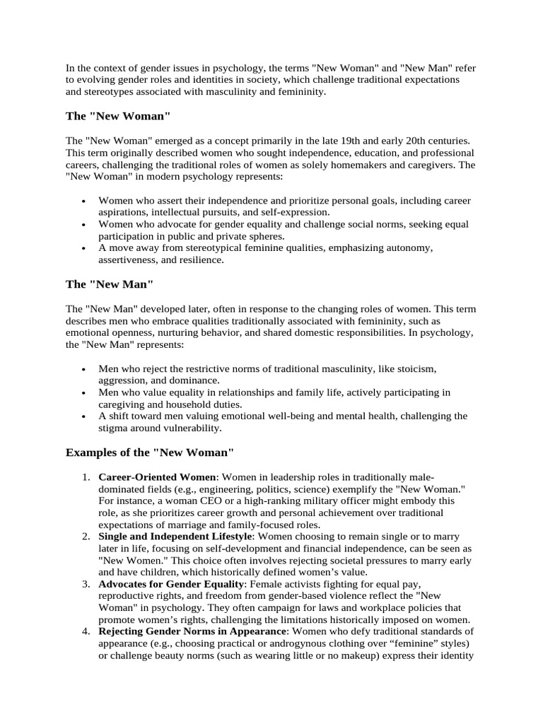 New Man and New Woman | PDF | Gender Role | Gender