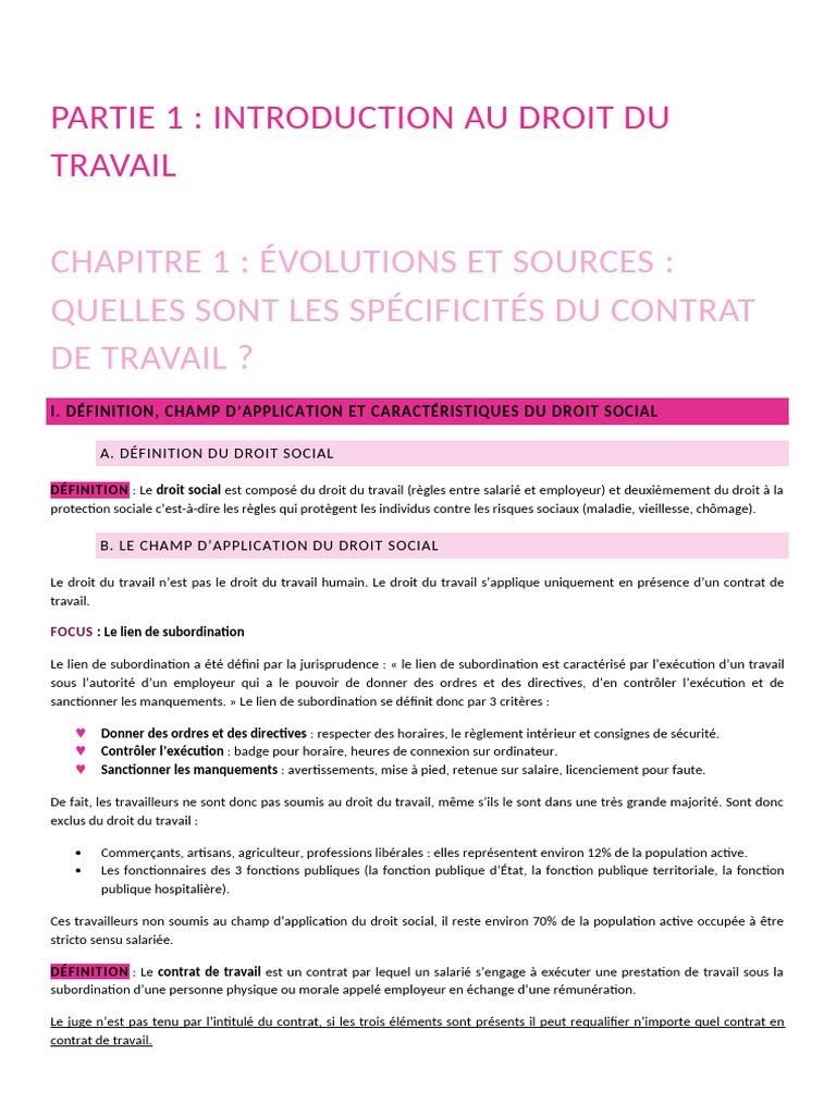 Introduction au droit du travail et ses spécificités | PDF ...
