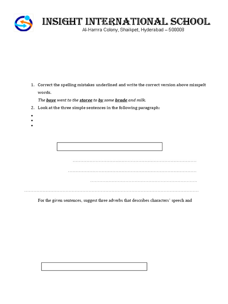 Grade 7 English Revision Worksheet | PDF