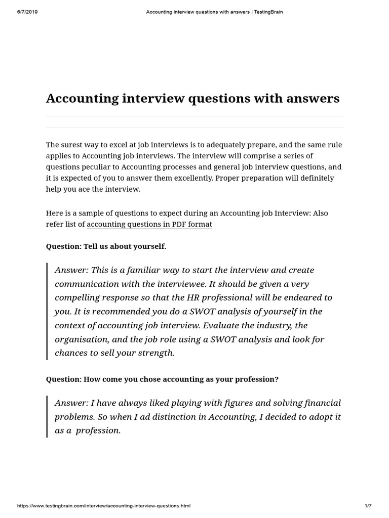 Accounting Interview Questions & Answers | PDF | Depreciation | Debits ...