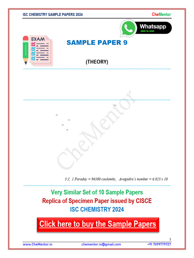 2. Sample Paper 9 (Questions+ Solutions) | PDF | Coordination Complex ...