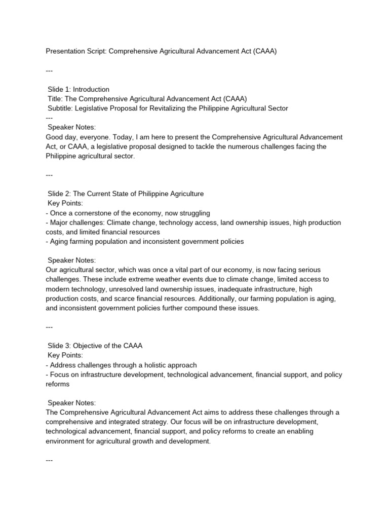 Presentation script pdf agriculture economies