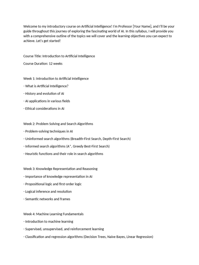 Intro to Artificial Intelligence Course | PDF | Artificial Neural ...