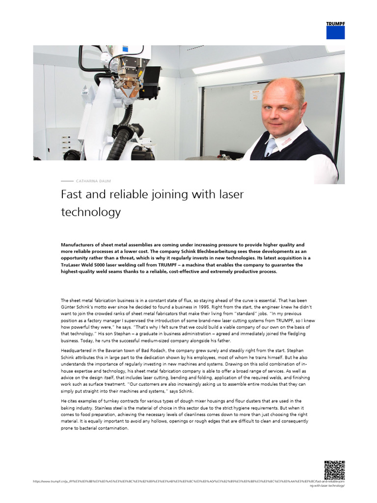 TRUMPF Fast and Reliable Joining With Laser Technology | PDF | Welding ...