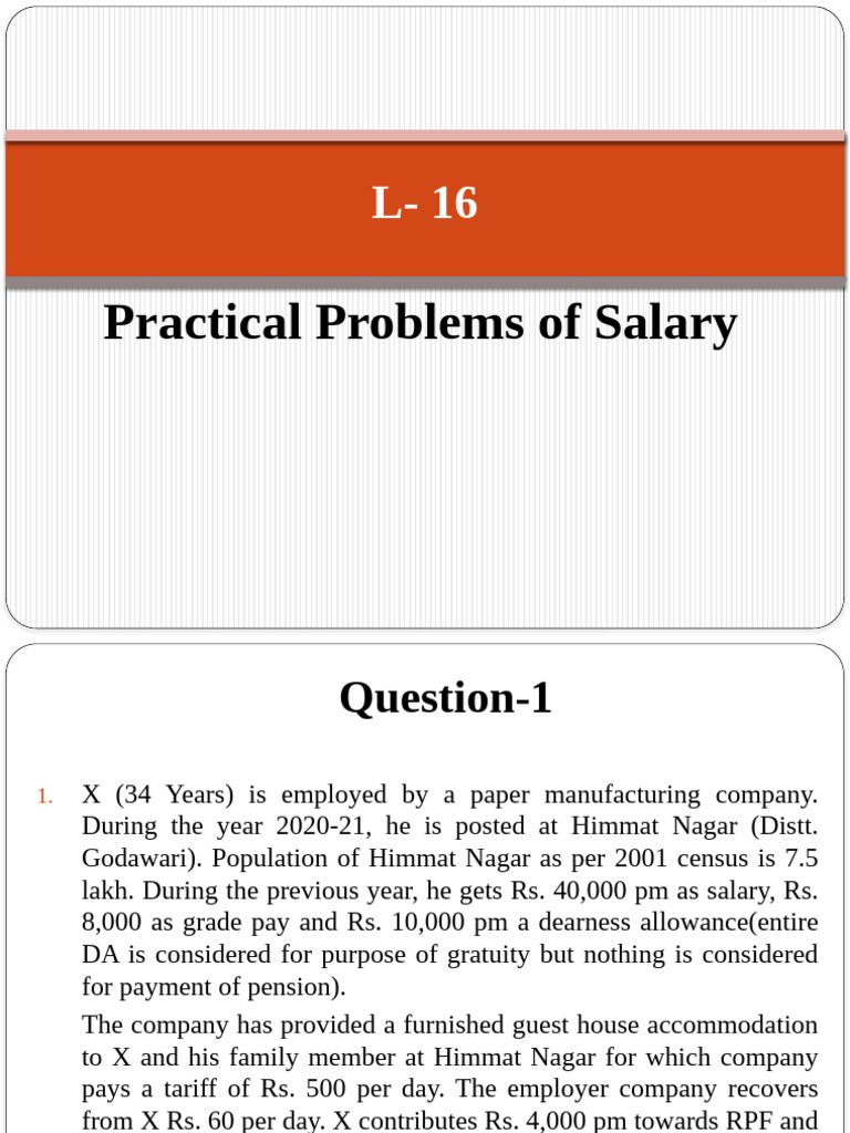 Taxable Salary Calculation Examples | PDF | Salary | Employee Benefits