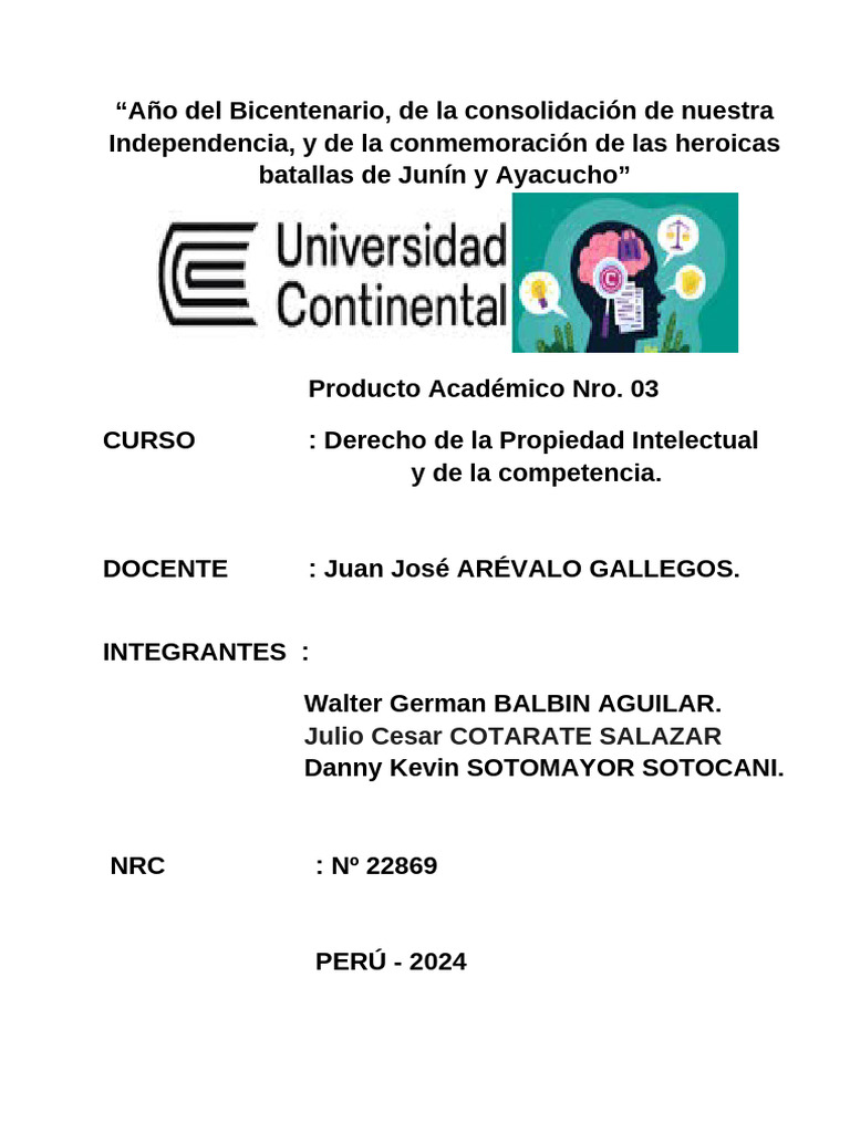 Pa3 - Derecho de La Propiedad Intelectual y de La Competencia | PDF ...