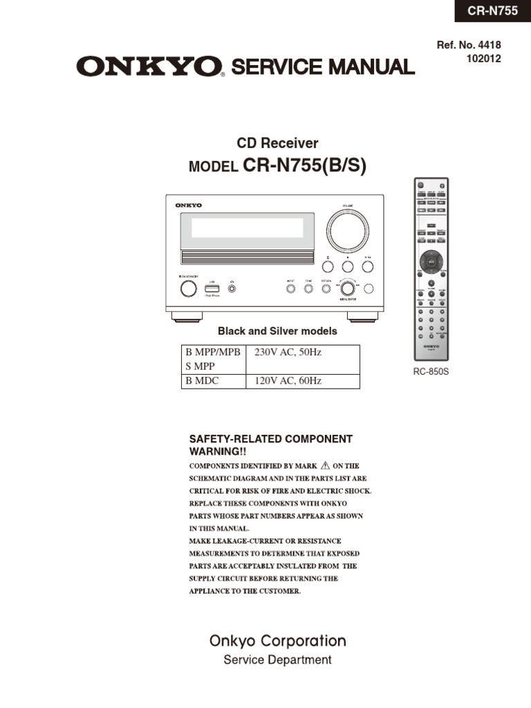 Onkyo CR-N755 Receiver Manual | PDF | Laser | Diode