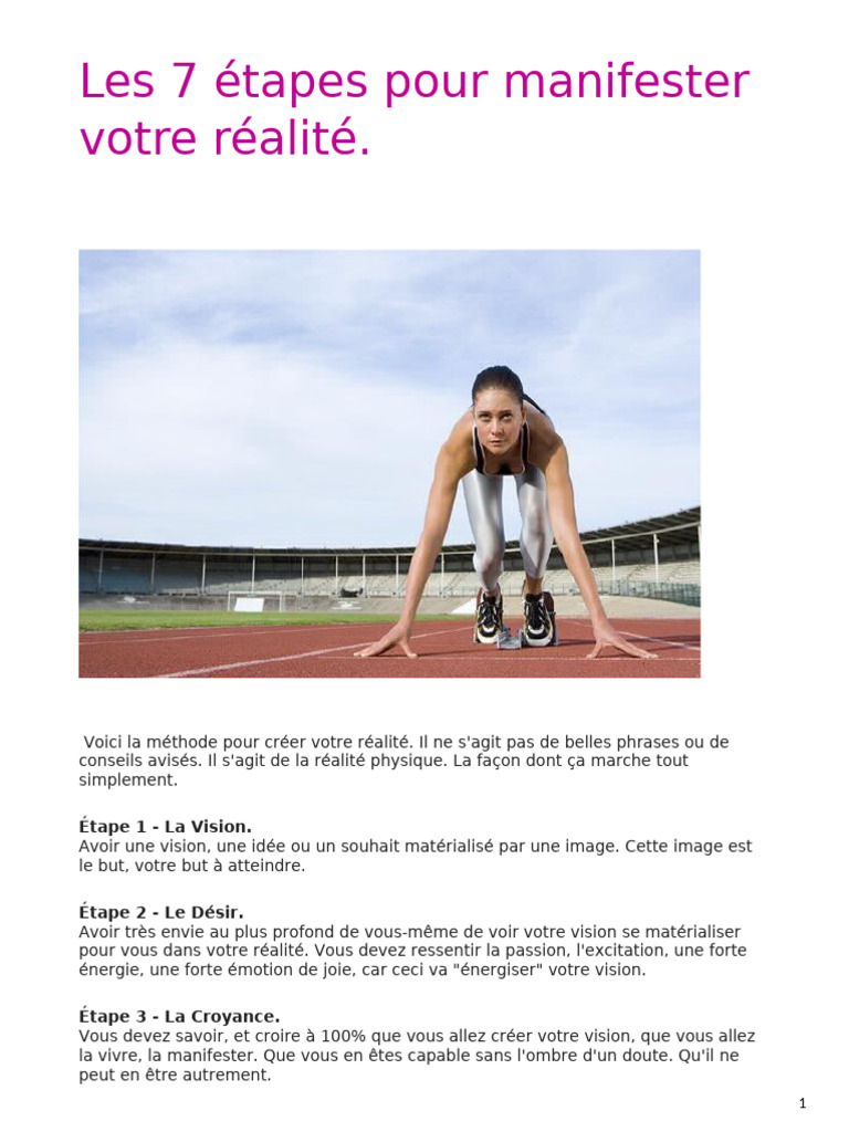 7 étapes pour manifester votre réalité | PDF