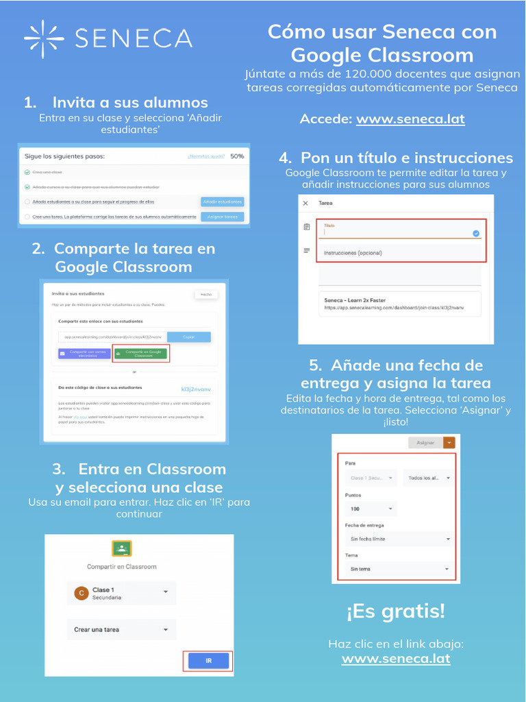 Usar Seneca en Google Classroom | PDF
