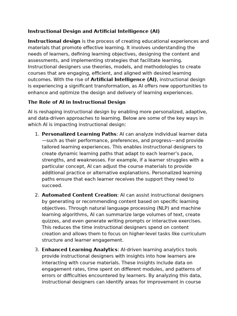 Instructional Design and Artificial Intelligence | PDF | Instructional ...