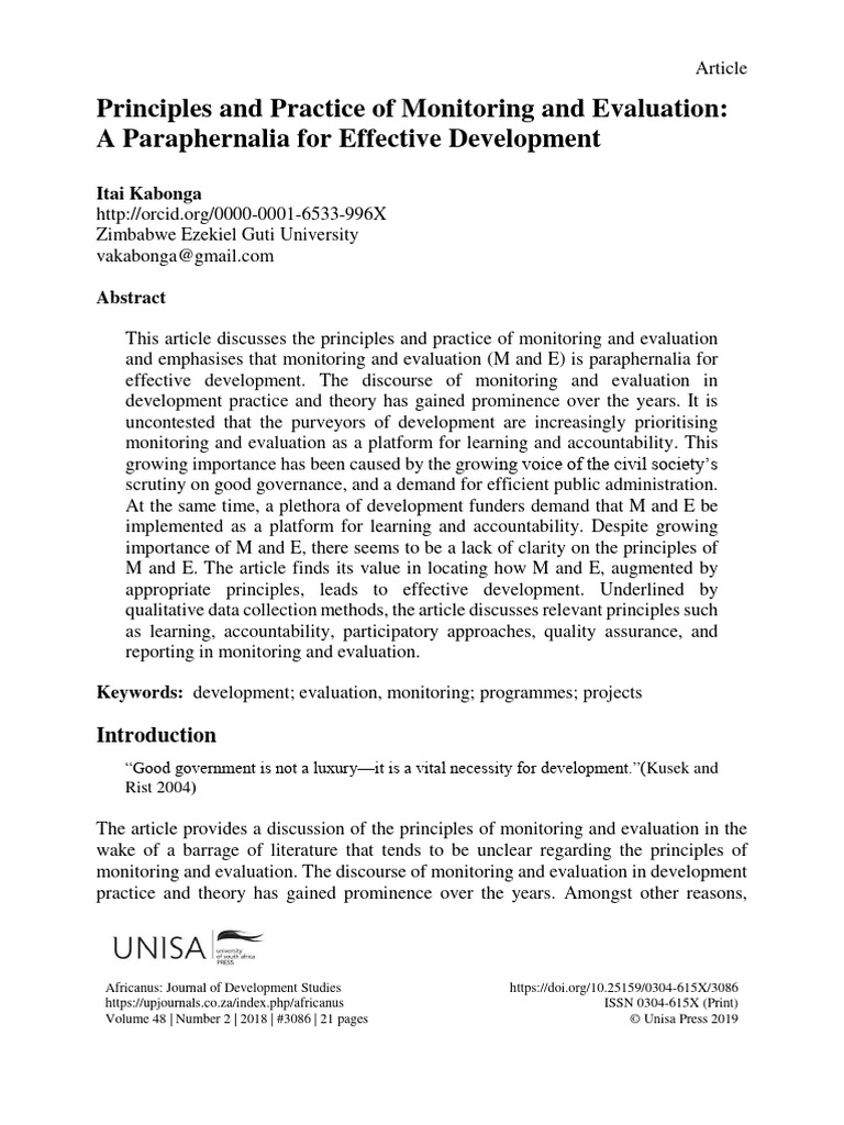 Principles and Practice of Monitoring An | PDF | Evaluation | Validity ...