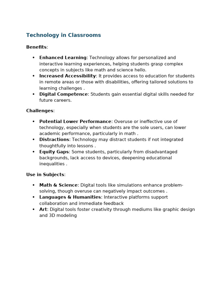 Technology in Classrooms | PDF