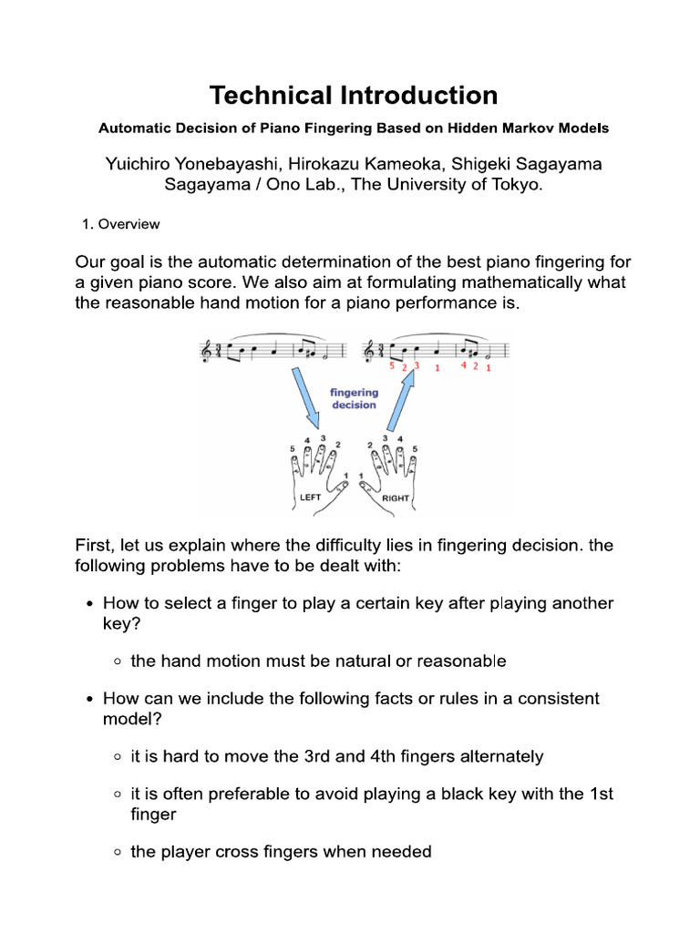 Automatic Decision of Piano Fingering Based On Hidden Markov Models | PDF