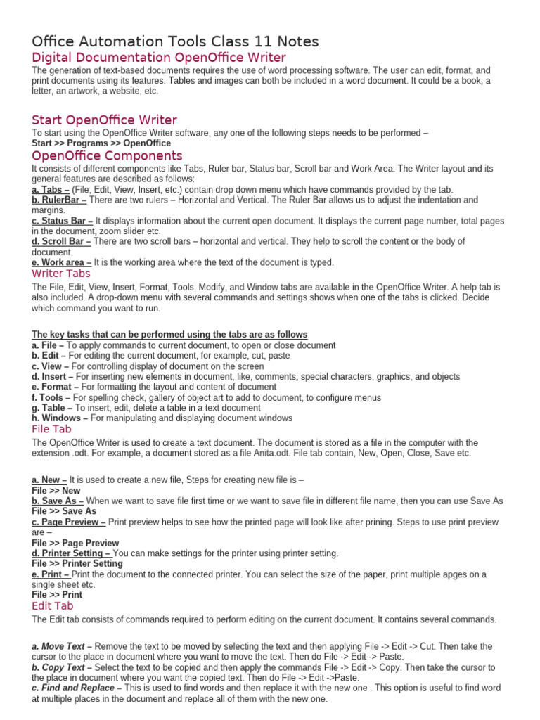 OpenOffice Writer Overview and Functions | PDF | Spreadsheet | Window ...