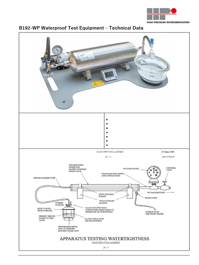HPI B192 Waterproof Test Equipment 09-2019EN | PDF