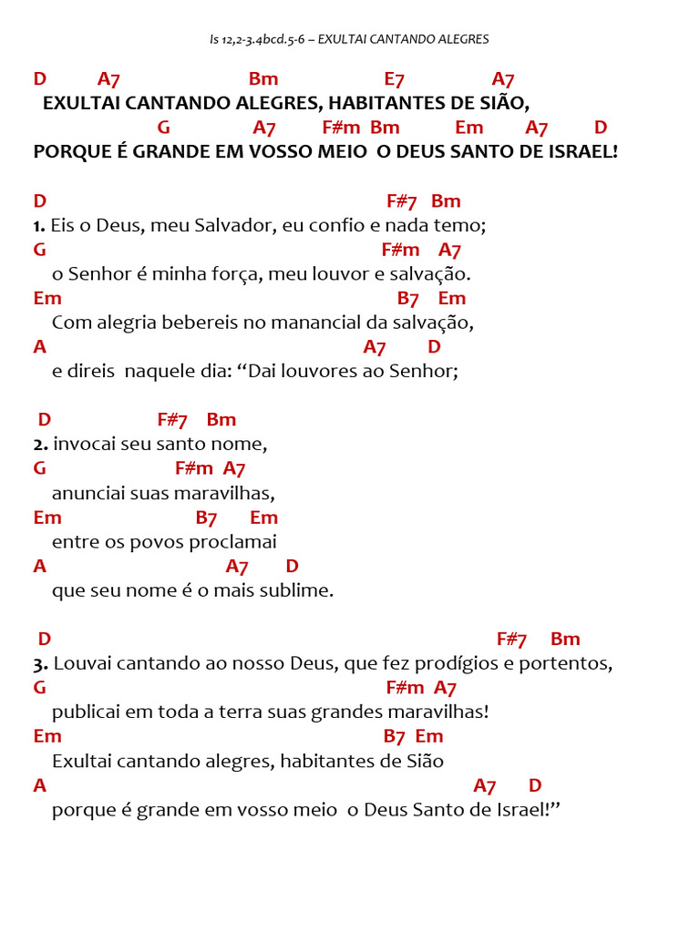 Exultai Cantando Alegres: Letra e Significado | PDF
