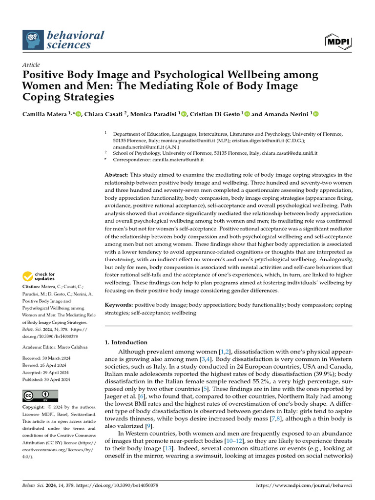 Body Image | PDF | Psychology | Psychological Concepts