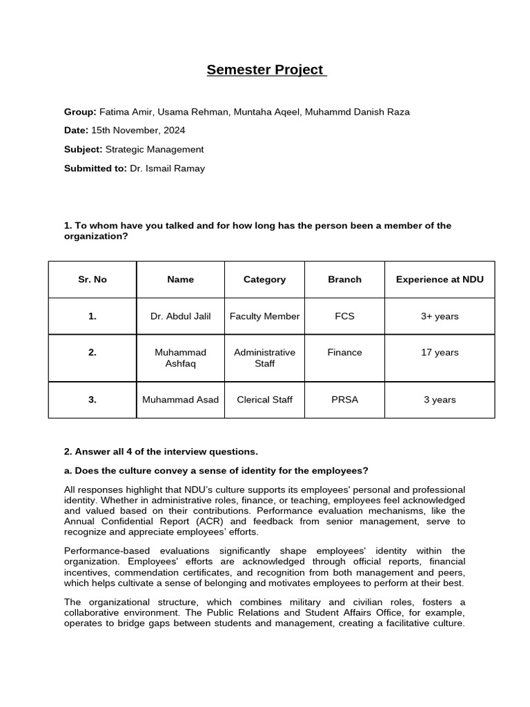 NDU Organizational Culture Analysis | PDF | Disciplines | Motivation