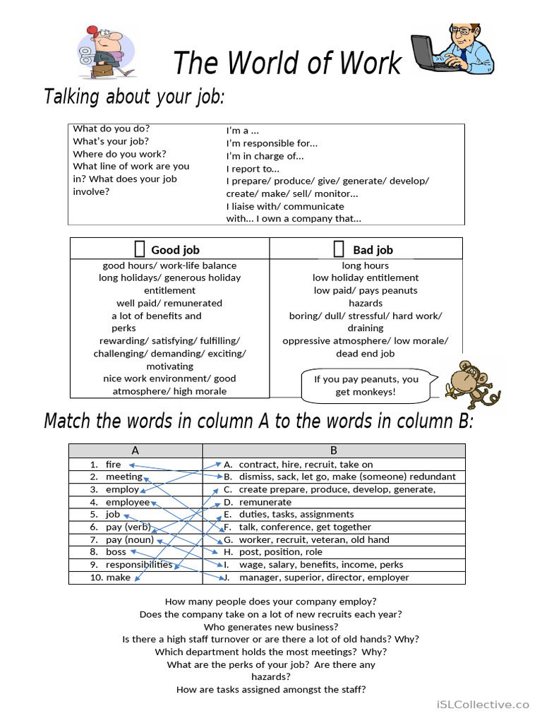 Talking About Your Job and Work in General (1) HHHH | PDF | Employment ...