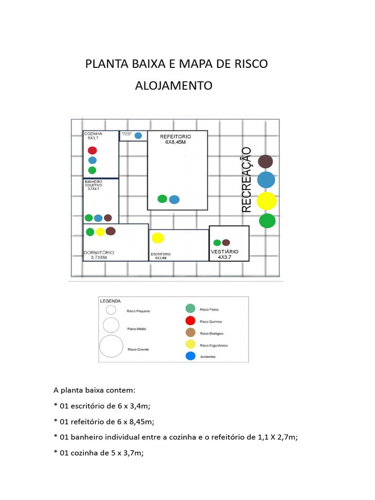 Planta Baixa e Mapa de Risco Alojamento | PDF
