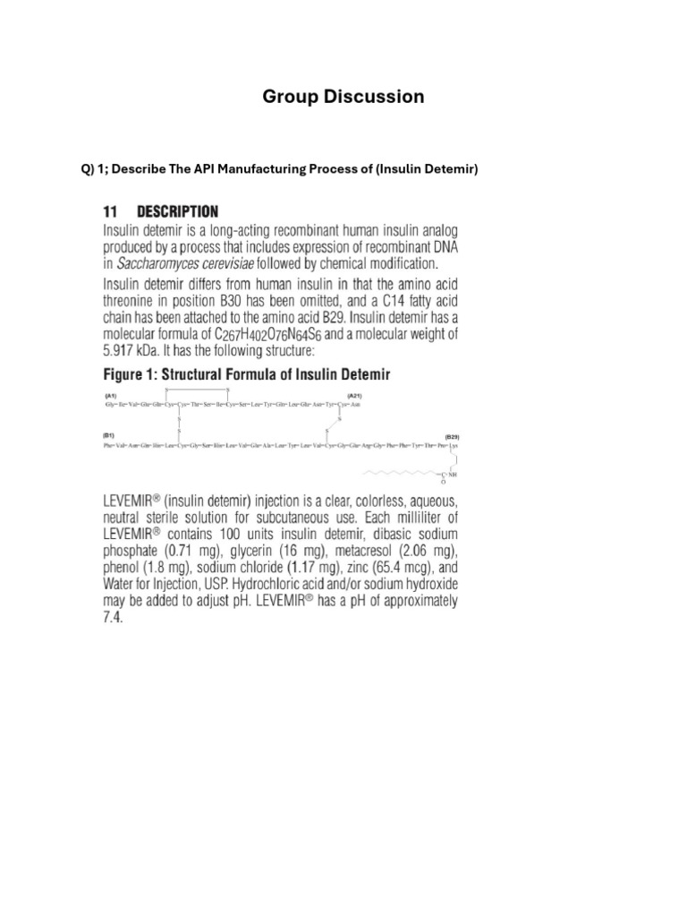 Insulin Manufacturing and Hazard Analysis | PDF