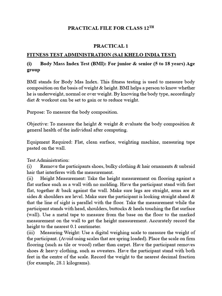 Practical File For Class 12th | PDF | Basketball Positions | Abdomen