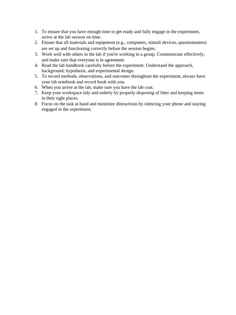 Psychology Lab Preparation Guide | PDF