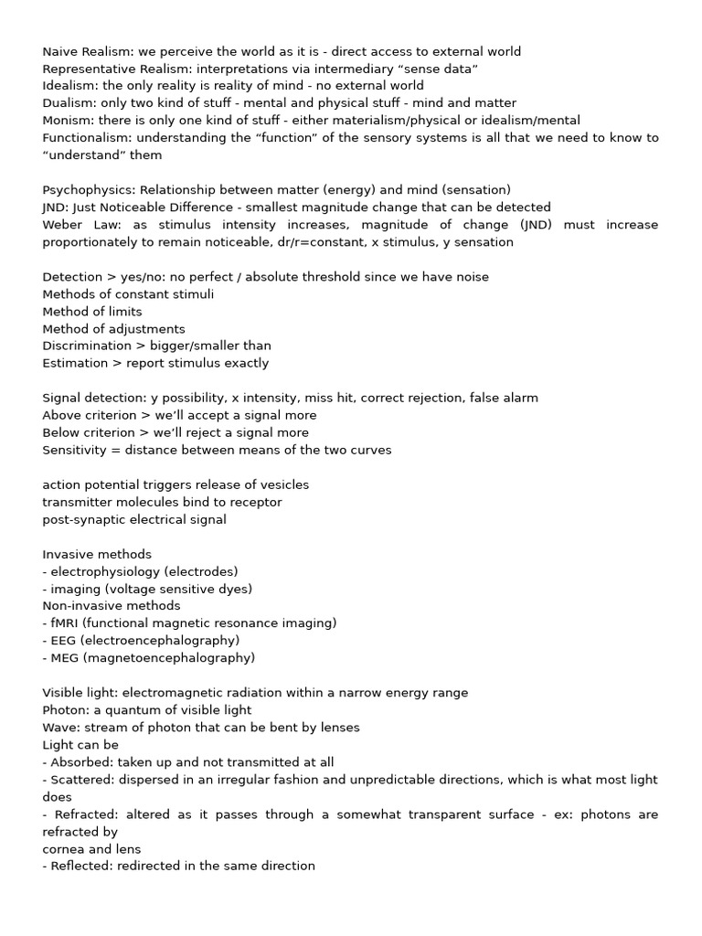 Exam 1 Notes | PDF | Visual Cortex | Eye
