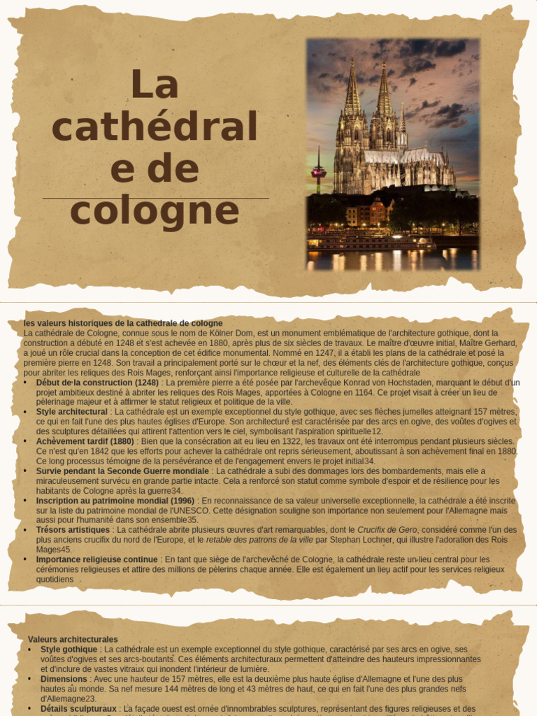 Histoire et architecture de la cathédrale de Cologne | PDF ...