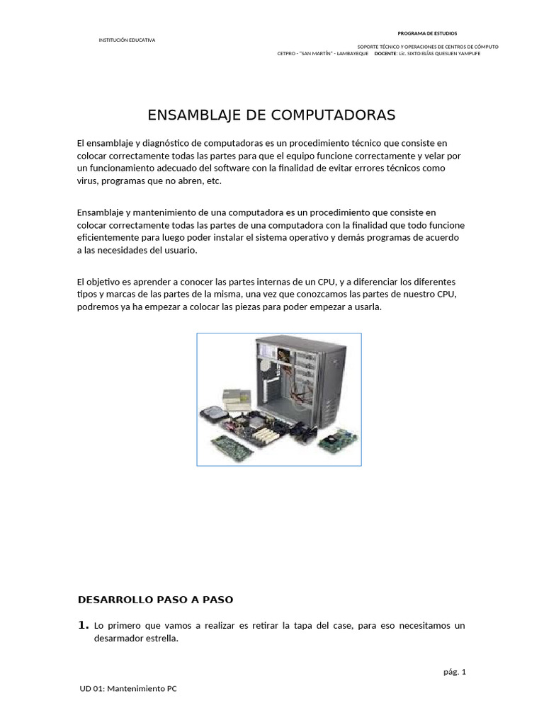 Guía de Ensamblaje de Computadoras | PDF | Hardware de la computadora ...