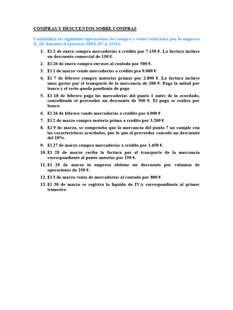 Contabilidad de Compras y Ventas 20X1 | PDF