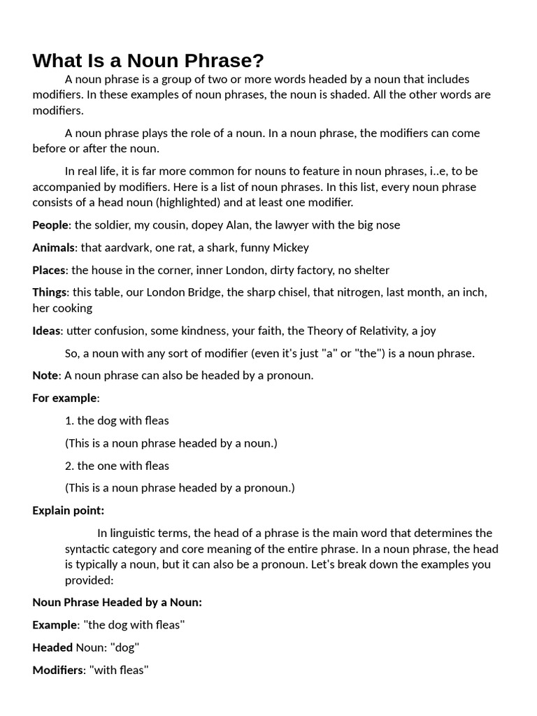 Understanding Noun Phrases Explained | PDF | Noun | Phrase