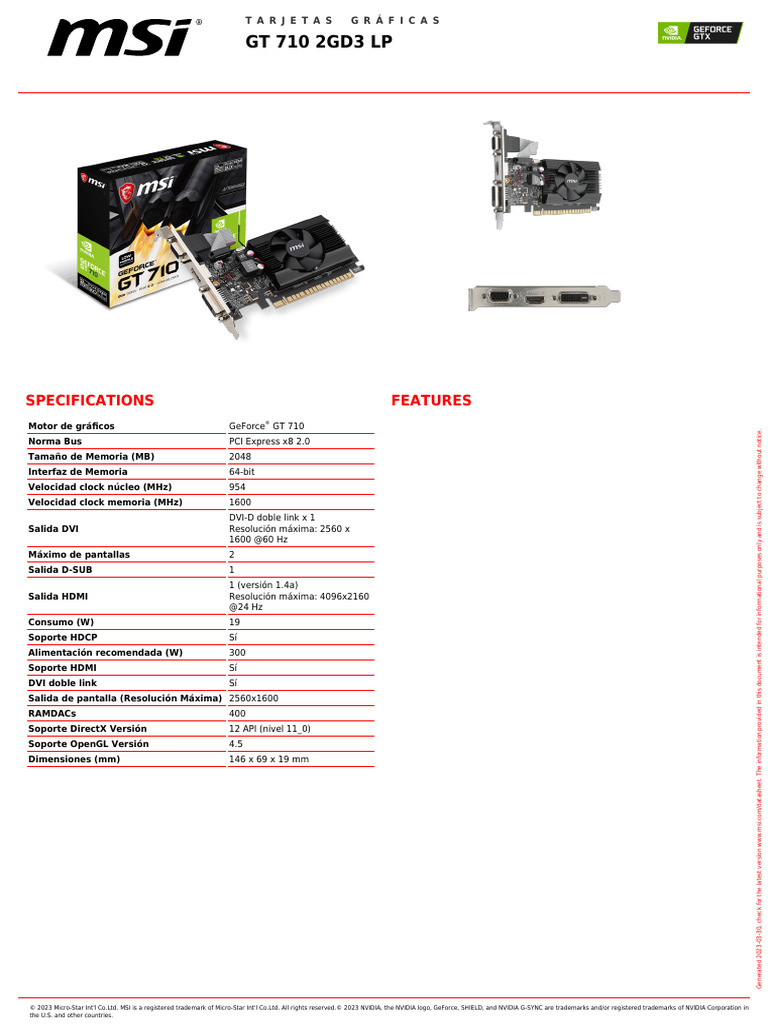GT 710 2GD3 LP | PDF | Compatibles con PC Ibm | Hardware de la computadora