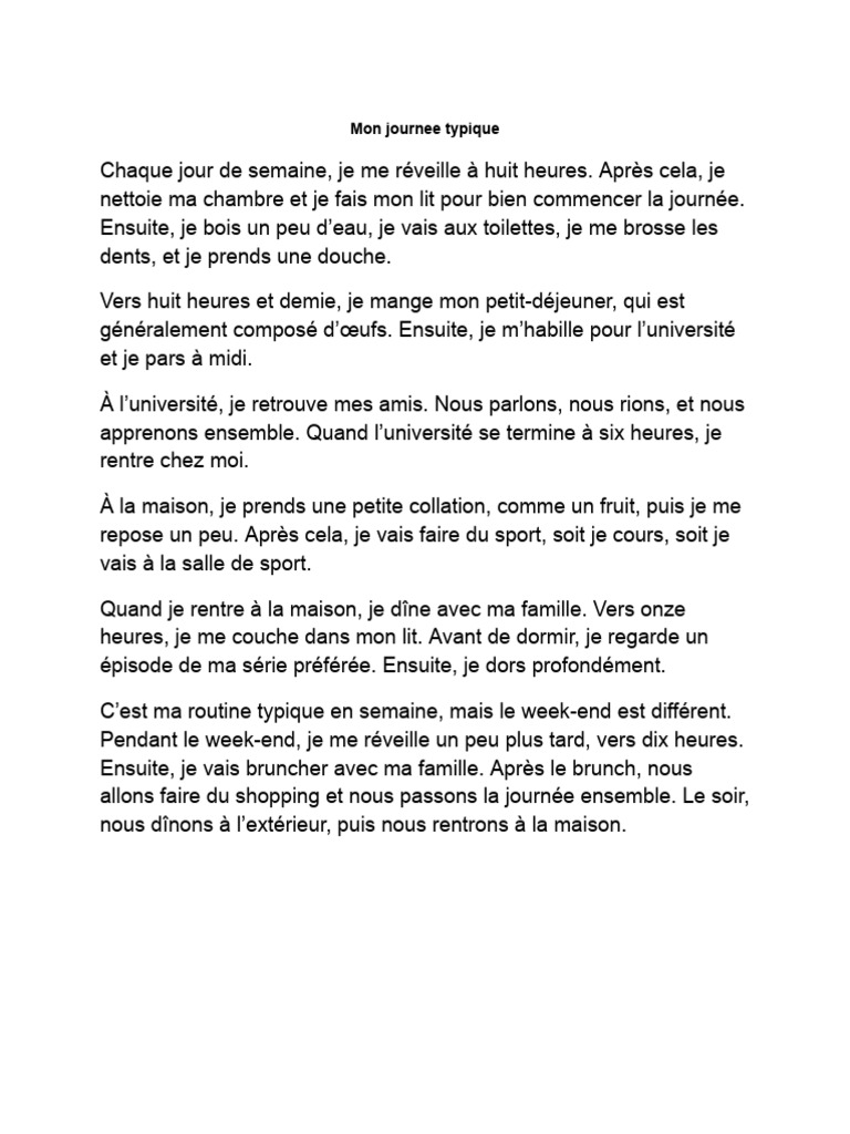 Ma routine quotidienne en semaine | PDF