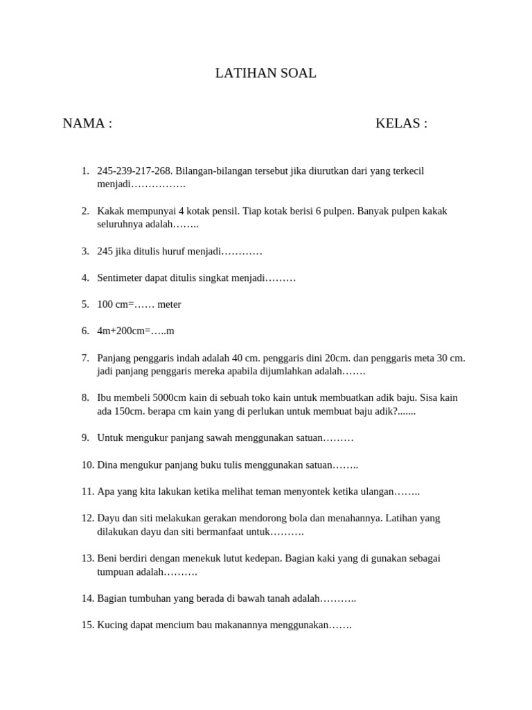 Latihan Soal Pendidikan Dasar Kelas 2 | PDF