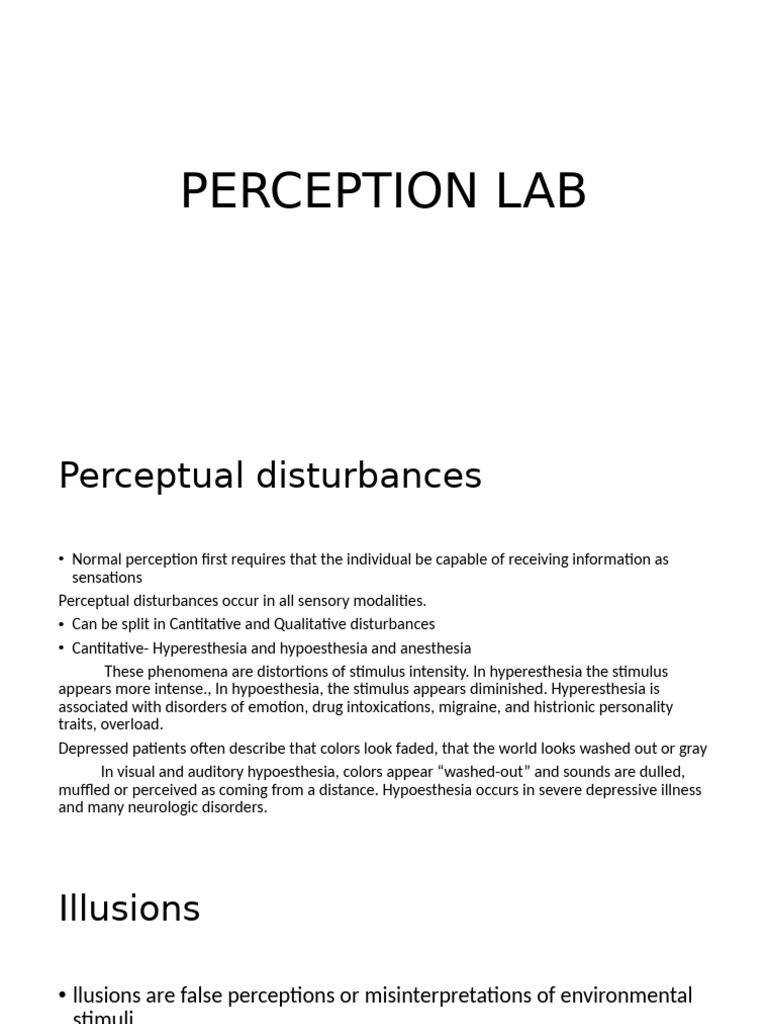 Understanding Perceptual Disturbances | PDF | Hallucination | Delusion