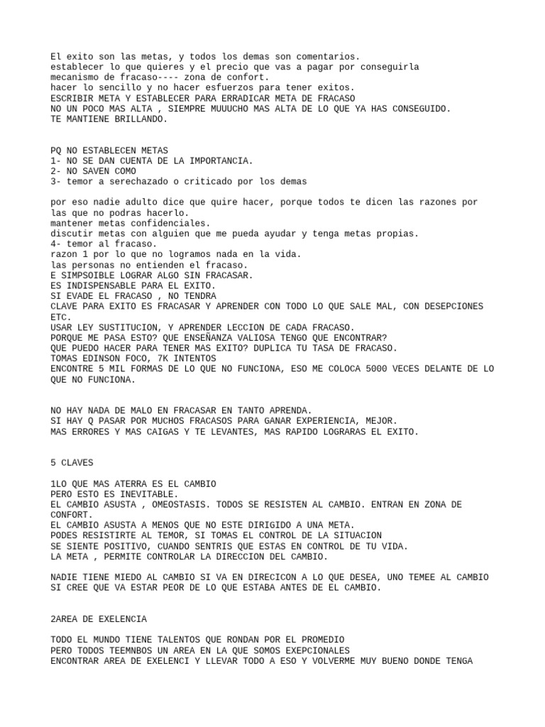 Claves del Éxito: Metas y Fracaso | PDF